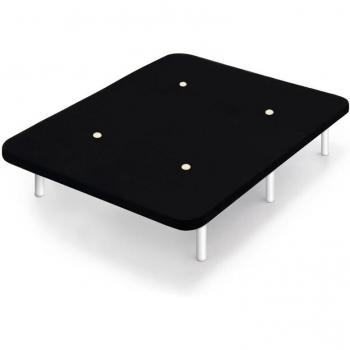 Cama Express Base Tapizada Wengué con Barras Transversales de Refuerzo