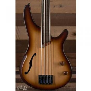 Ibanez SRH500F Fretless Bass Guitar, Natural Browned Burst Flat