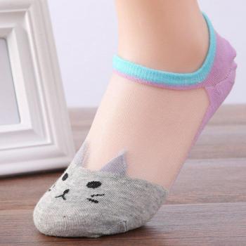 Women’s Summer Non-Slip Cute Cat Boat Socks
