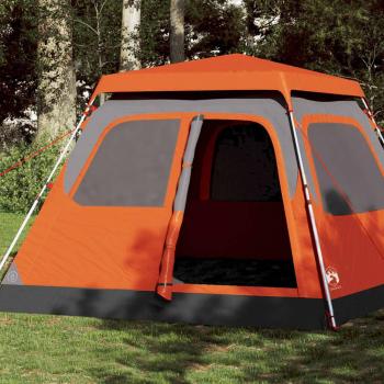 Tente familiale dôme 6 personnes avec ouverture rapide gris orange