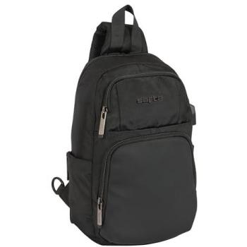 Mochila Safta Business Mini para Uso Diario, 1 Hombrera, Tablet de 11 pulgadas, USB, Color Negro, 18 x 34 x 12 cm