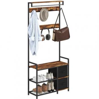 Multi-Use Hallway Coat Rack with Fabric Drawers