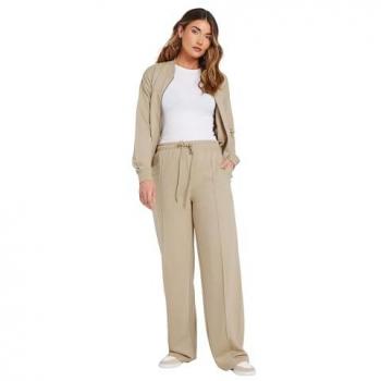 Long Tall Sally Tall Seam Front Wide Leg Joggers in Stone – 14L