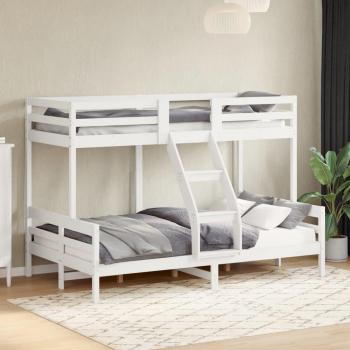 Letto a Castello 80x200/120x200cm Bianco Legno Massello di Pino