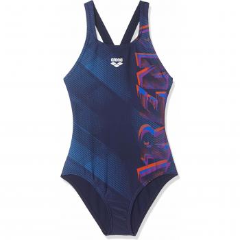 Arena g Draft jr v Back One Piece Maillot de bain Fille, Navy/Nectarine, FR : L