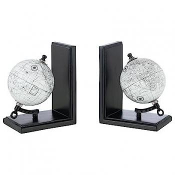 Statuette de lecture : Globe terrestre sur socle en bois