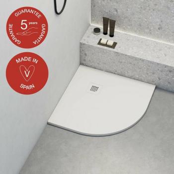 Plato de douche semi-circulaire blanc 90x90 cm antidérapant
