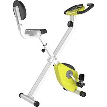 HOMCOM Vélo d'appartement pliable vélo de fitness vélo d'intérieur 8 niveaux de résistance magnétique avec dossier selle réglable écran LCD multifonction capteur fréquence cardiaque jaune