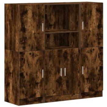 Armoires de cuisine en bois d'ingénierie 3 pcs chêne fumé