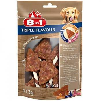 Ailes à mâcher Premium 8in1 Triple Saveur Boeuf Porc Poulet pour chien de petite taille