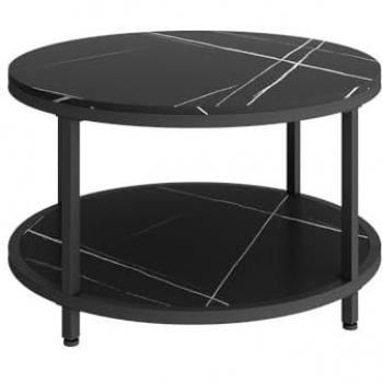 Vicco Ontario Beistelltisch, Marmor/Schwarz, 80 x 46 cm
