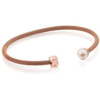 Esclava de acero inoxidable TOUS con perla y baño de oro