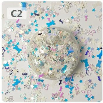 10g Star and Dog Bone Nail Art Paillettes