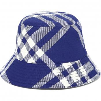 Burberry Checked Bucket Hat for Women in Blue, Size Small