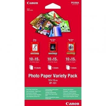 Canon Fotopapier VP-101 Musterpaket Postkarte 10 x 15 cm und DIN A4 , 20 Blatt, für Tintenstrahldrucker
