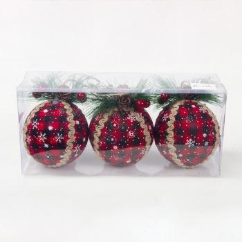 3pcs 8cm Christmas Tree Hanging Balls for Festive Decor