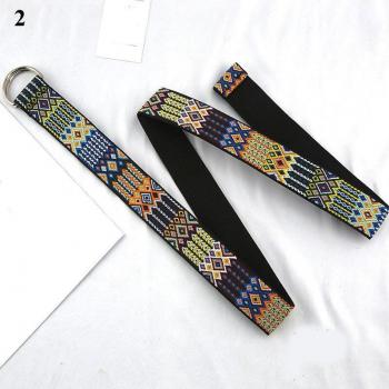 Bohemian Canvas Belt with Metal D Ring Buckle