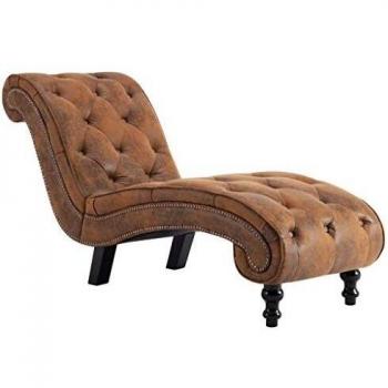 Elegante Chaiselongue Braun Wildleder-Optik