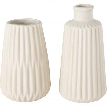 BOLTZE Dekovase Esko Beige Keramik Porzellan Vasen Set 2-teilig
