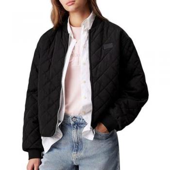Bomberjacke CALVIN KLEIN JEANS LW QUILTED JACKET Gr. XL (42), schwarz (ck schwarz), Damen, Web, Obermaterial: 100% Polyester, unifarben, Jacken, mit Logodruck, mit Steppmuster