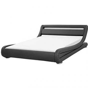 Couché-lit Beliani Avignon 140x200 gris simili cuir lumineux LED