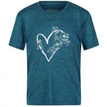 Regatta Kinderen Findley Keep Going Hart T-shirt 7-8 Jaar Donkerblauw
