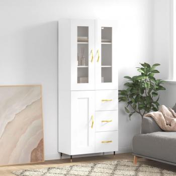 White Highboard 69.5x34x180 cm Engineered Wood