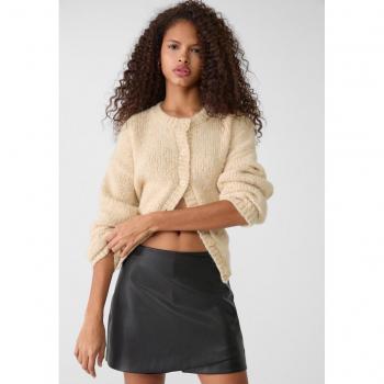 Stradivarius Black Leather Look Crossover Skort XL
