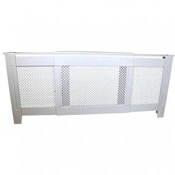 Cache Radiateur Extensible à Motif en MDF Blanc 140-192cm