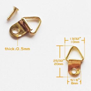 100pcs Mini Golden Triangle D-Ring Picture Frame Hooks with Screws