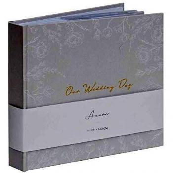 Our Wedding Day Grey Floral Photo Album