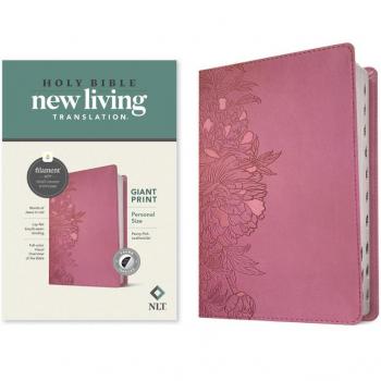 NLT Personal Size Giant Print Bible Filament Enabled Edition (Red Letter Leatherlike Peony Pink Indexed)