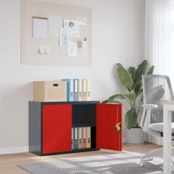 Armadio Classificatore in Acciaio Antracite e Rosso 90x40x70 cm