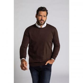 Men's 3XL Brown Long Sleeve Fine Knit Sweater – JP1880 Cotton/Wool Blend