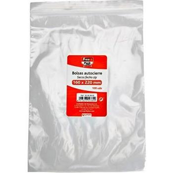 PACK 100 BOLSAS POLIETILENO 50 MICRAS AUTOCIERRE ZIP 160X220MM FIXO 50063800