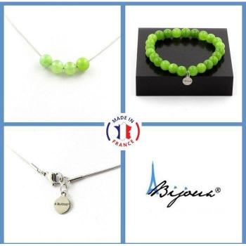 Peridot Pearl Elegance Set – Bracelet & Necklace, 8 mm Pearls, Steel Chain, Size‑Adjustable