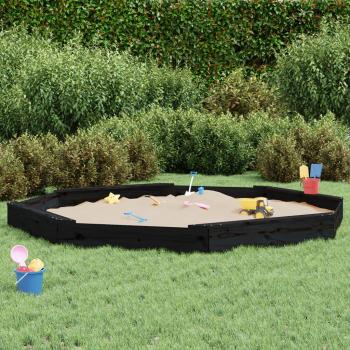 VidaXL Sandkasten Schwarz Achteck mit Sitzflächen Kiefer