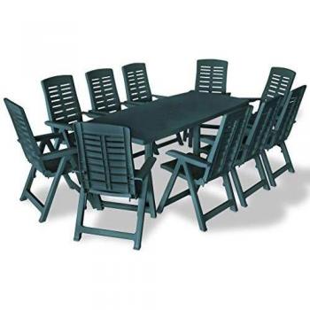 VidaXL 11-tlg. Sitzgruppe Gartenmöbel Grün