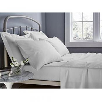 Catherine Lansfield White Double Flat Sheet, 500‑Thread Count, Easy Care