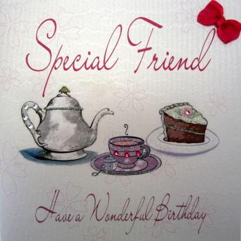White Cotton Cards Handmade Birthday Card, Tea and Cakes