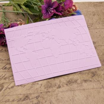 World Map Embossing Template for Scrapbook Projects