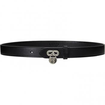 Ralph Lauren Women's Black Padlock Leather Belt Size L