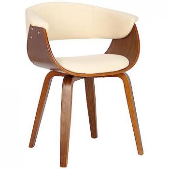 Silla Bruce de Comedor en Madera y Polipiel Crema