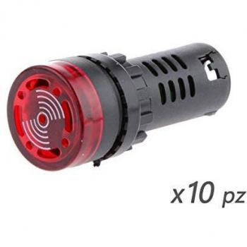 Indicatore Led Rosso AC 220V Buzzer Allarme Acustico Da Incasso Foro 22mm