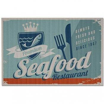 Balvi Set de 2 Tables Seafood Design Retro Tissu plastifié Résistant