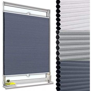 Store plissé nid d’abeille WOLTU – sans perçage, porte‑pince, antisolaire 65×130 cm blanc et bleu