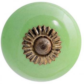 Nicola Spring Round Green Ceramic Knob