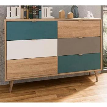 Cuba Sideboard in Sonoma Eiche hell mit Tricolor-Schubladen