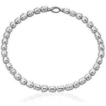 Bague de Collier Majolica Perles Blances Argent 925 45 cm 8 mm