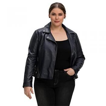 Lederjacke SHEEGO Große Größen Gr. 44, blau (nachtblau), Damen